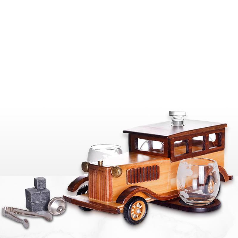 Vintage Car Whiskey Decanter and Wine Glasses Set DecanterX