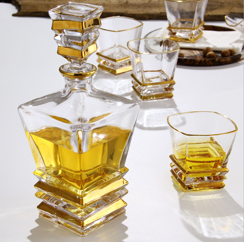Crystal Whiskey Decanter Set And 6 Glasses Decanterx