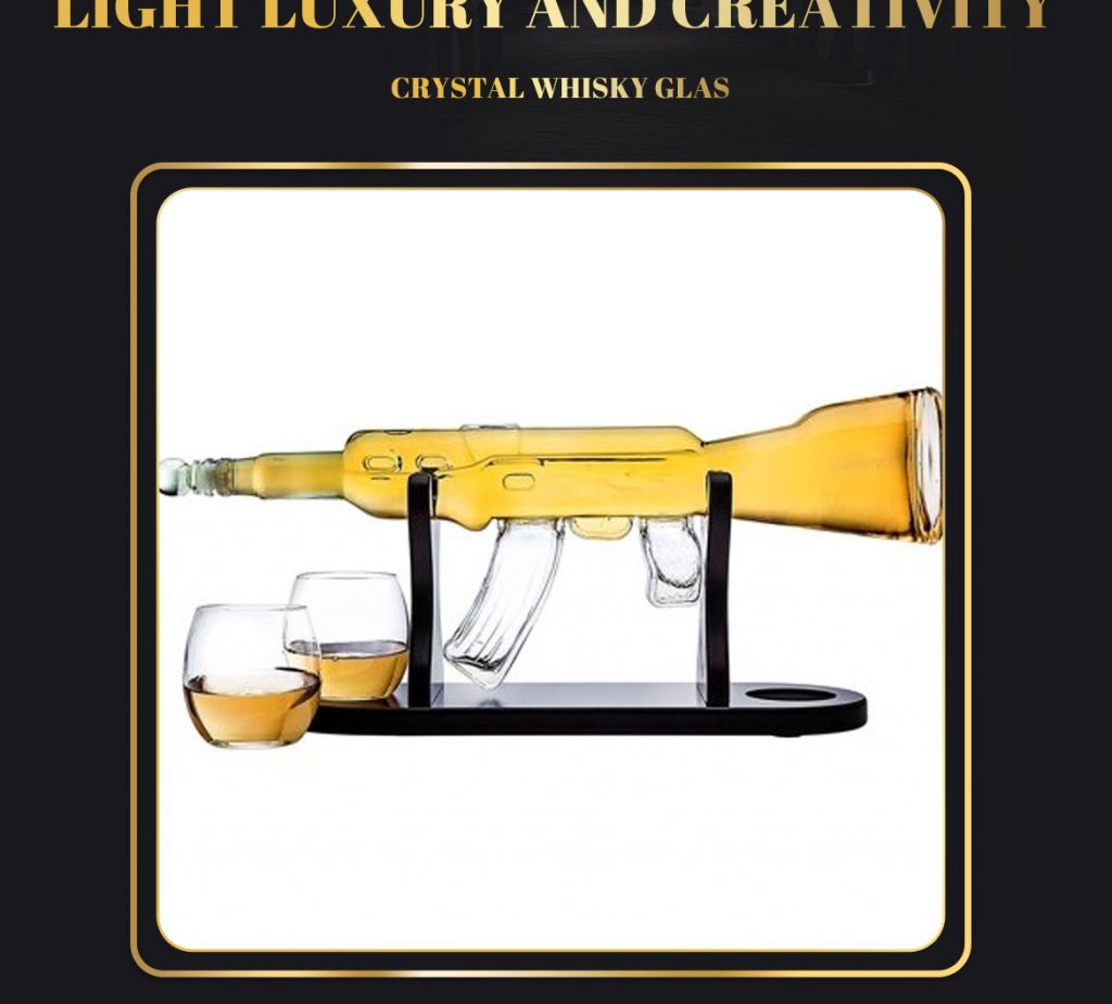Rifle Gun Whiskey Decanter & 2 Whiskey Glasses Set DecanterX