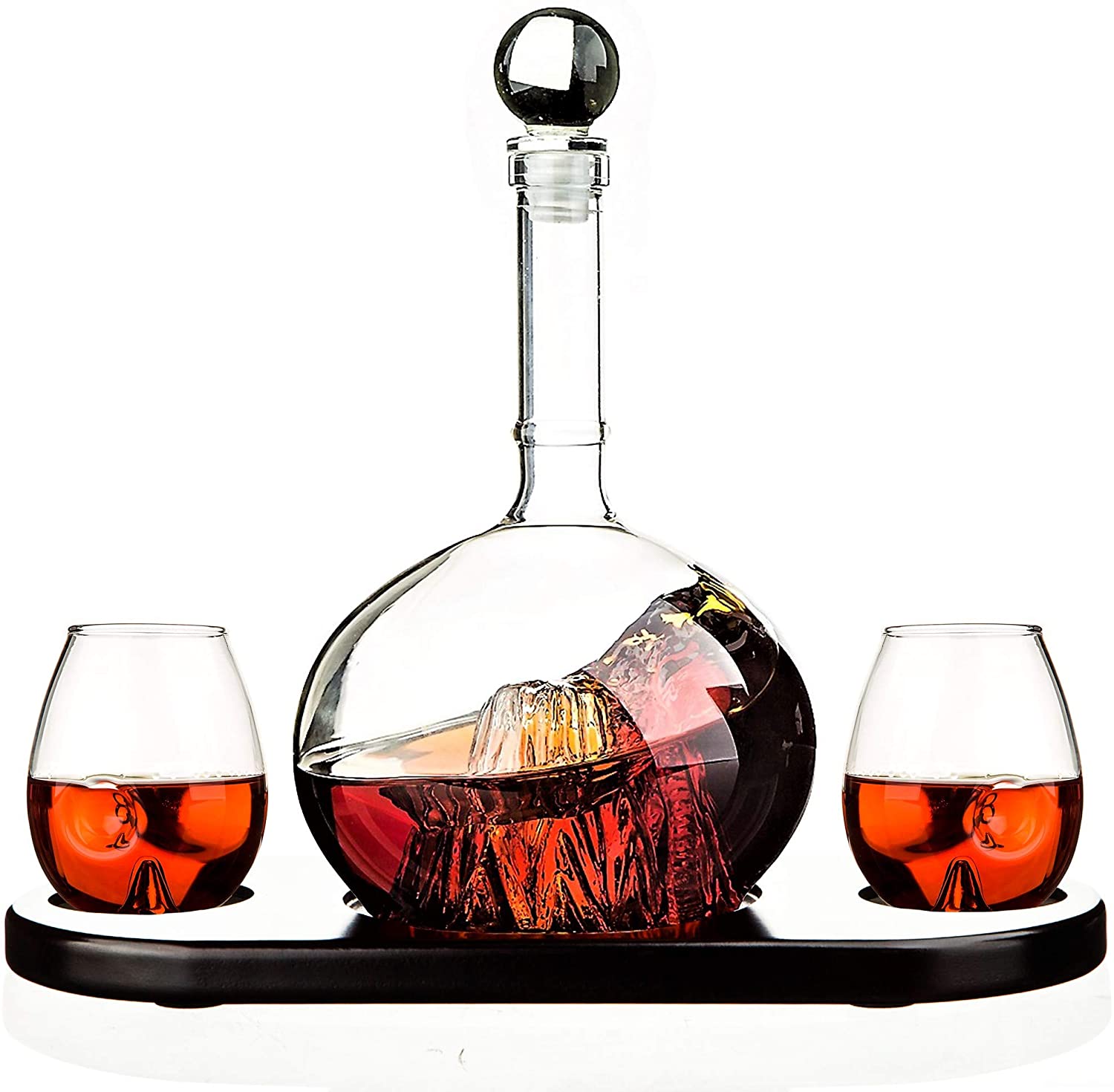 whiskey glasses and decanter