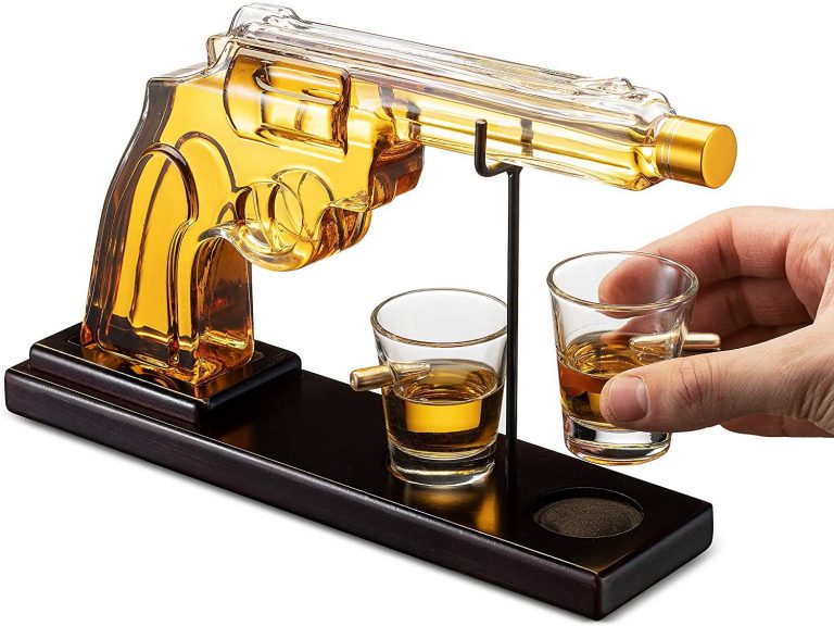 Gun Liquor Decanter Bottle and Bullet Shot Glasses DecanterX