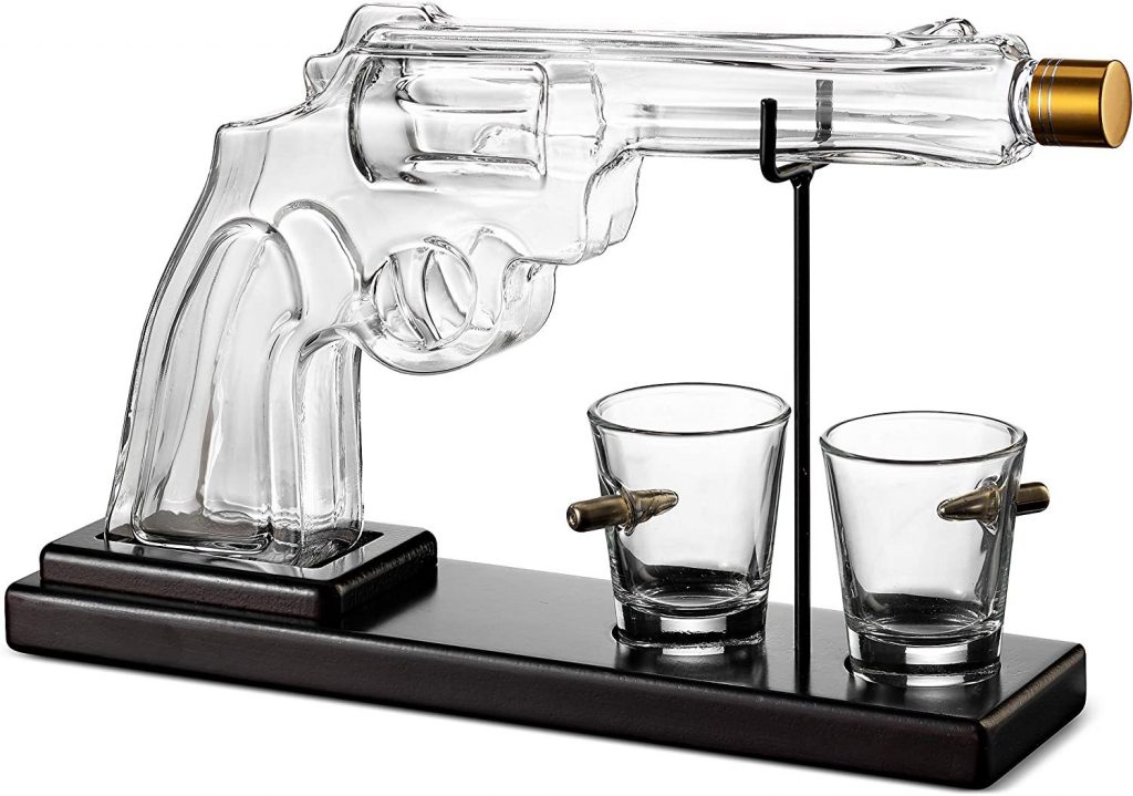 Gun Liquor Decanter Bottle and Bullet Shot Glasses DecanterX