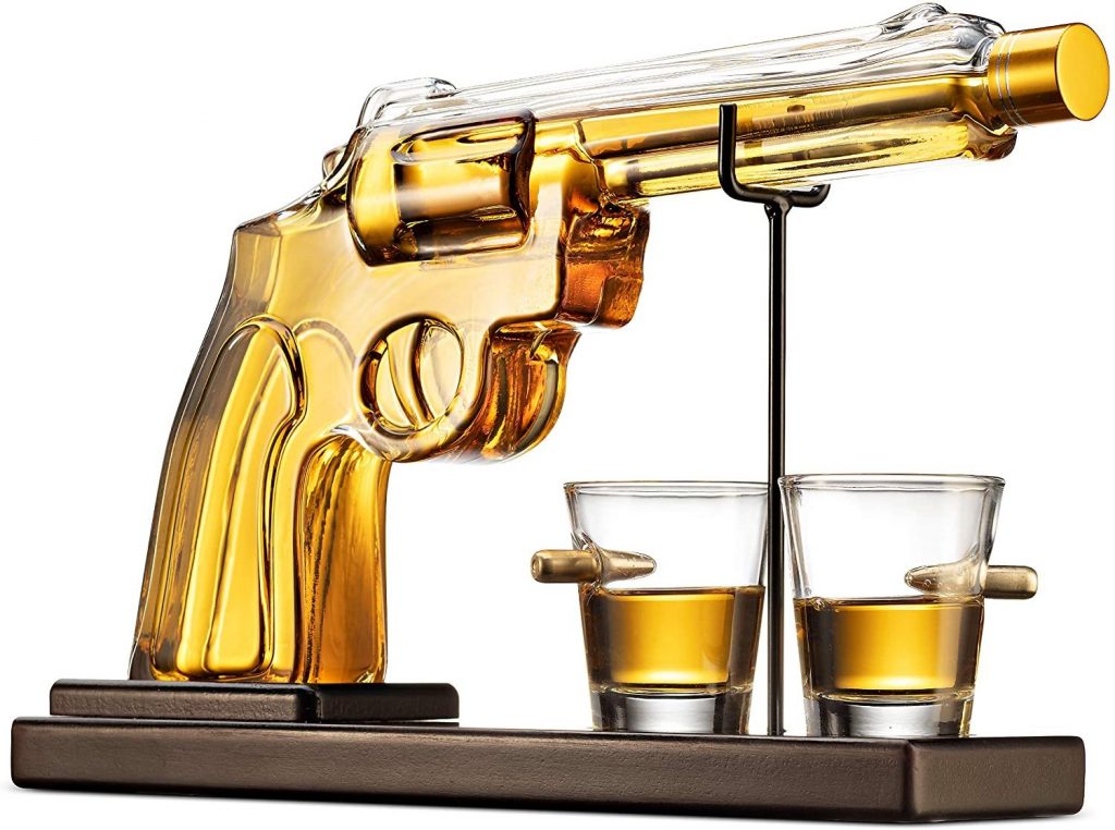 Gun Liquor Decanter Bottle and Bullet Shot Glasses | DecanterX